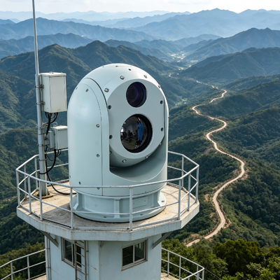 Sistema de vigilância térmica de resolução 640*512 equipado com câmara térmica multi-sensor de longa distância IP67 para dissuasão de aves no aeroporto